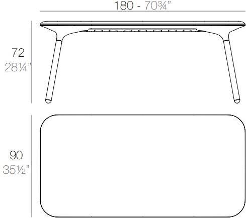 VONDOM Дизайнерский прямоугольный стол из полиэтилена Sloo sun-id-1417744 - Вид №2