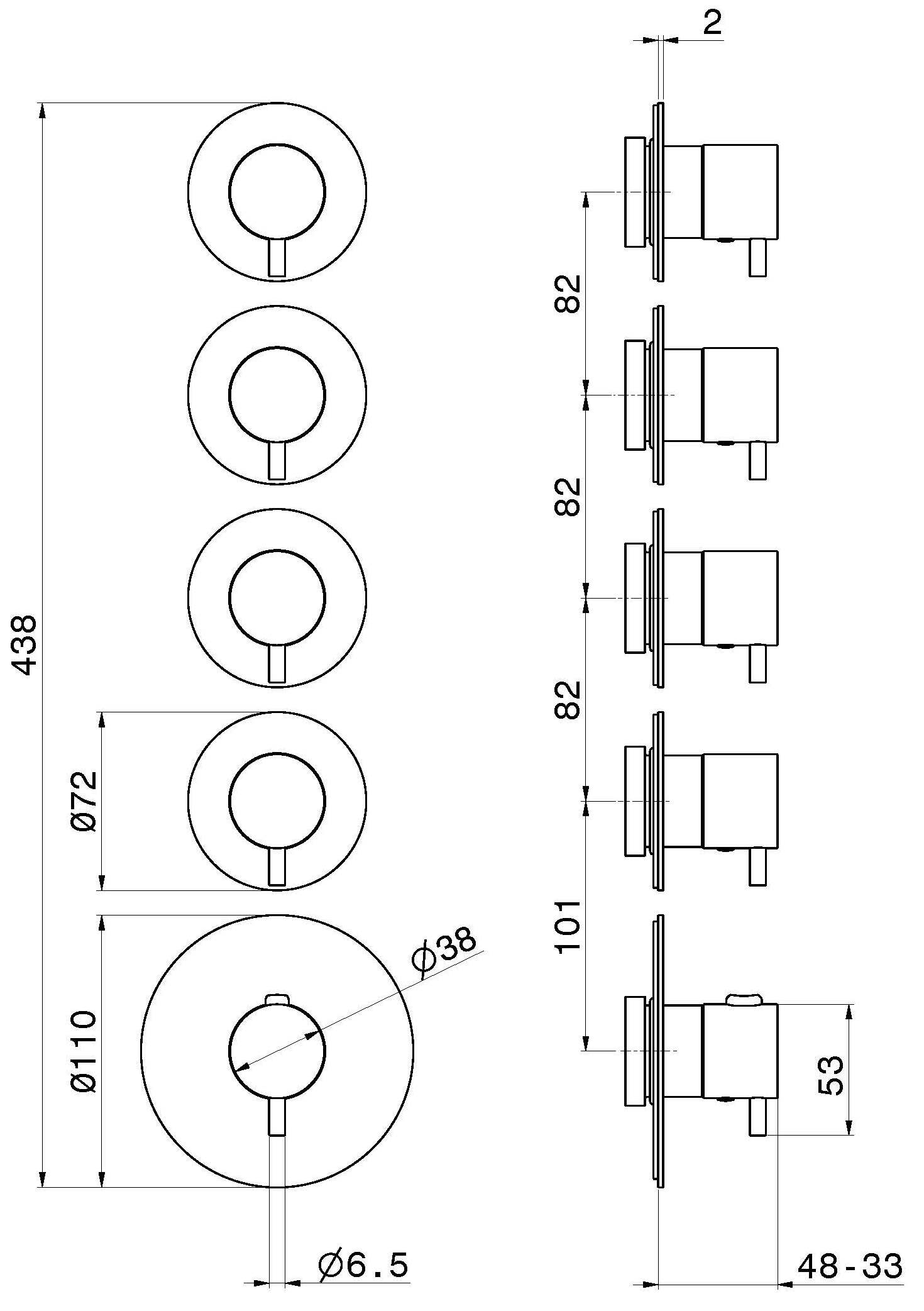 Термостатический смеситель для душа с 5 отверстиями Newform многофункциональные термостаты с 4 выходами ARCH-00106565 - Вид №2