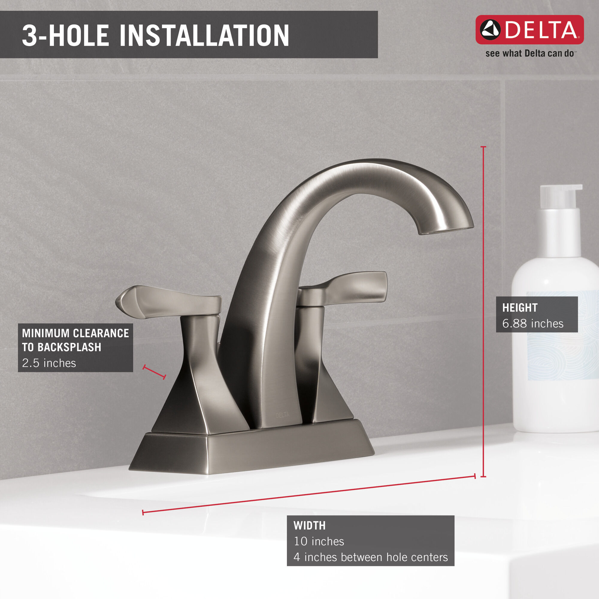 25741LF-SP Смеситель для ванной комнаты с двумя ручками Delta Faucet Everly Матовый никель Spotshield  - Вид №11