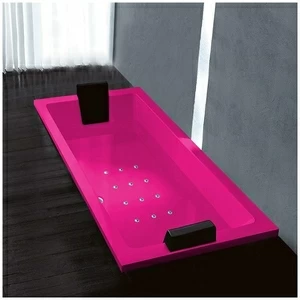 Ванна Gruppo treesse Quadra 180 V078C-SX-R розовая с аэромассажем прямоугольная встроенная левая