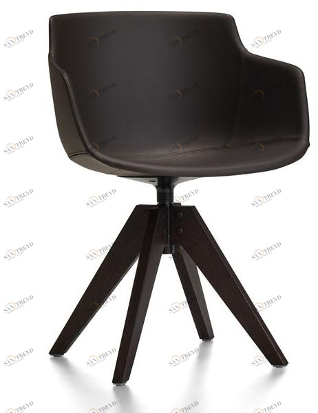 MDF Italia Кожаное вращающееся кресло на эстакаде с подлокотниками Flow sun-id-1465014