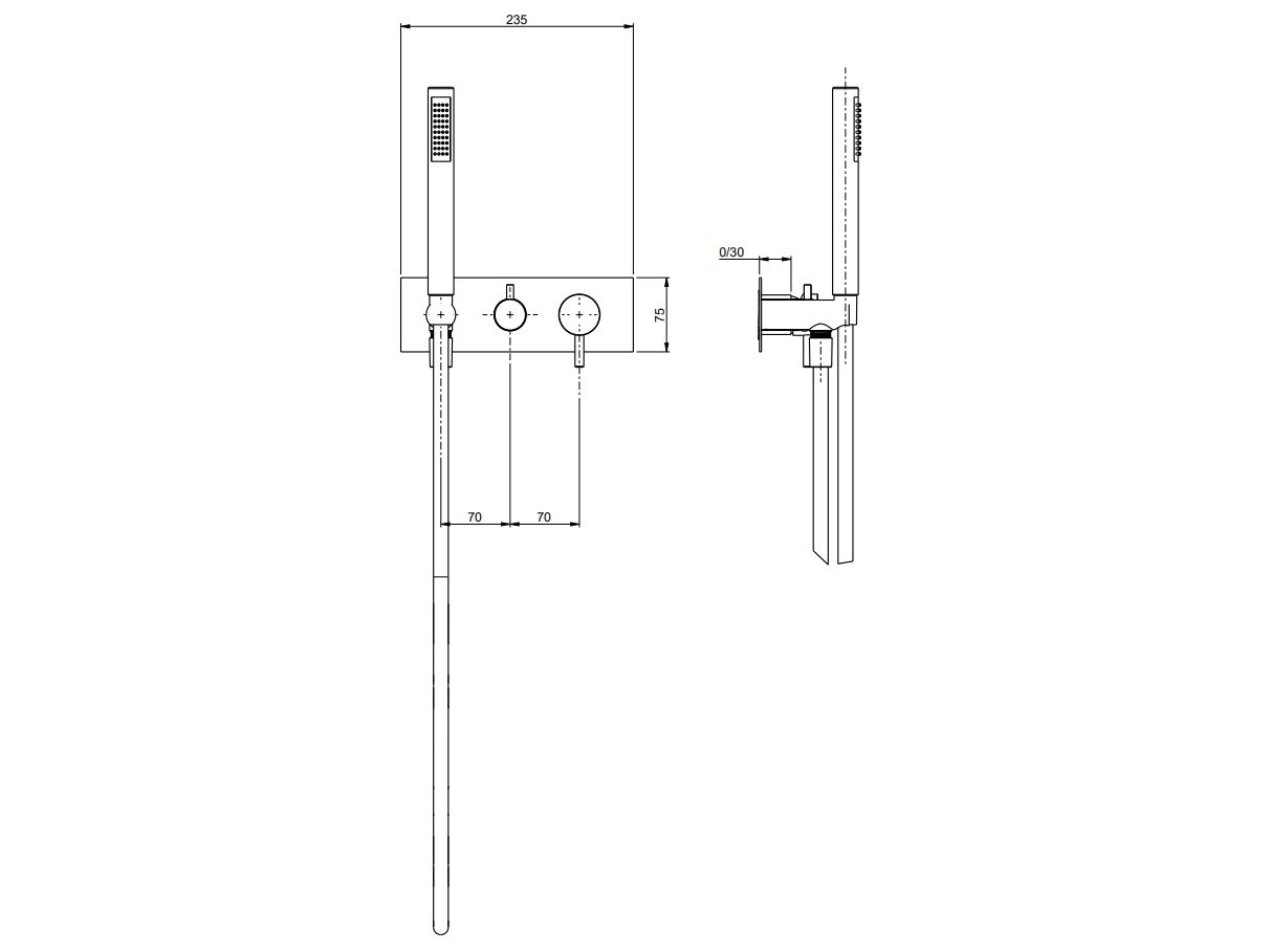 Настенный смеситель для ванны с 3 отверстиями и ручным душем Rubinetterie Frattini отдельная эстетика ARCH-00136591 - Вид №27