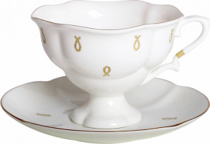 80392 Императорский фарфоровый завод Чашка с блюдцем "Петельки" "Наташа" Фарфор костяной