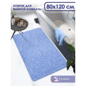 91249783 Коврик для ванной Shahintex РР 837083прямоугольный 60x120см цвет голубой STLM-1037831
