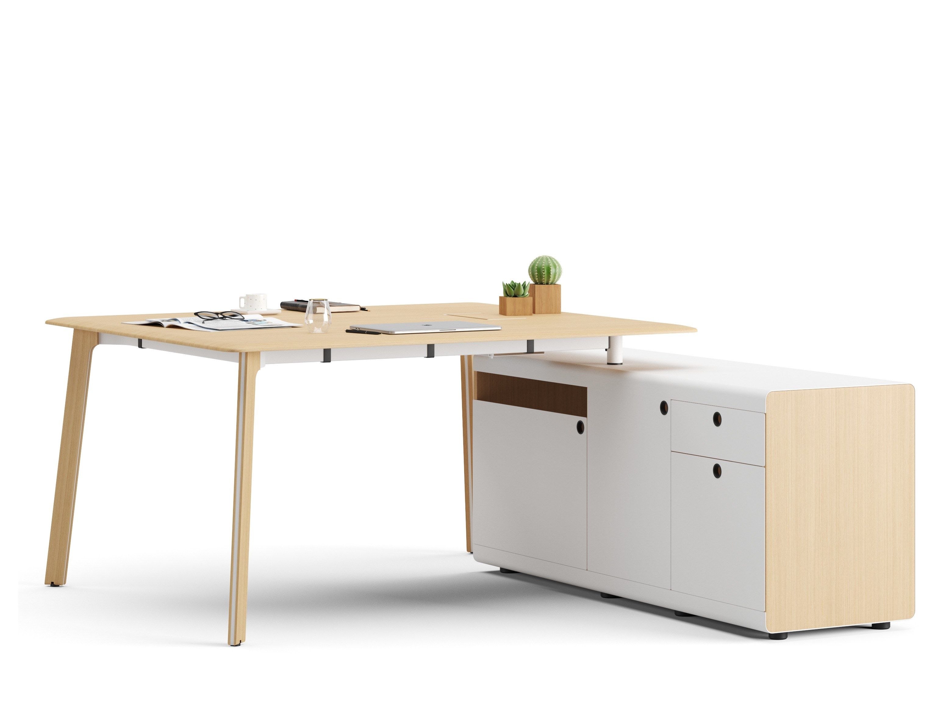 Деревянный прямоугольный рабочий стол с ящиками Ersa тощий ARCH-00070037