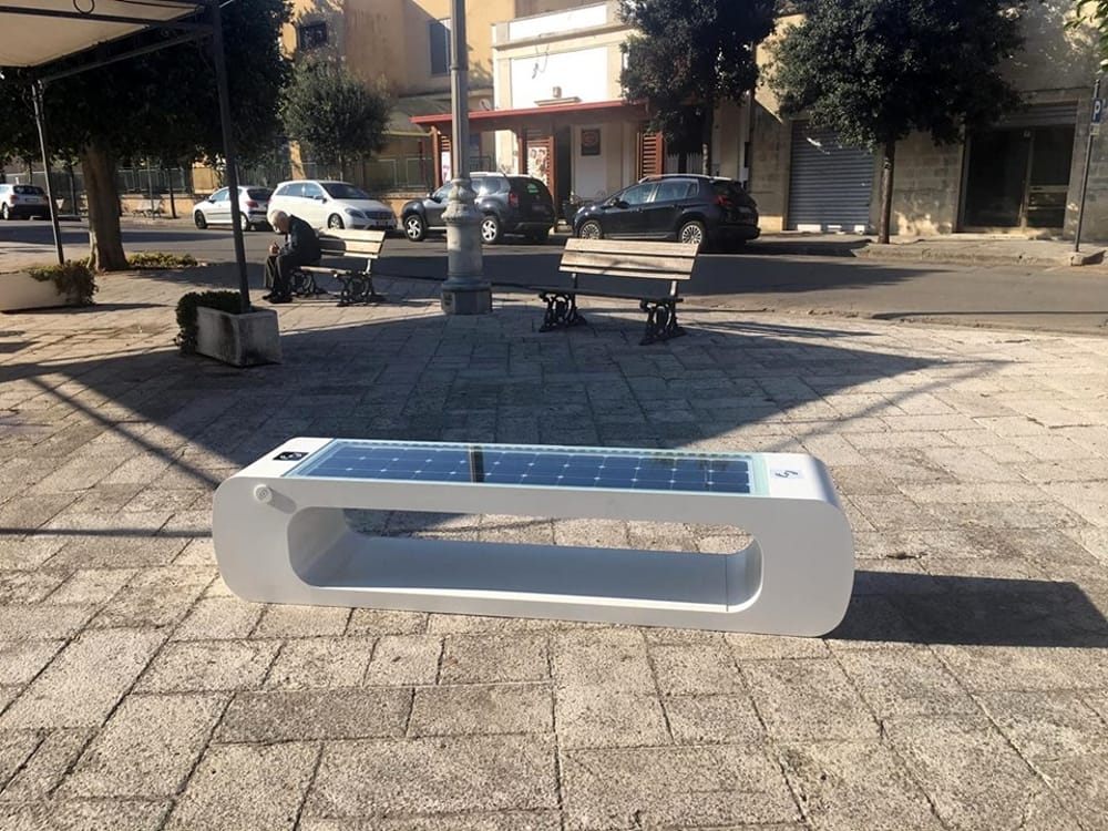 Стальная скамья без спинки с USB-разъемом со встроенным освещением CITYSì ELIOS ARCH-00072477 - Вид №20