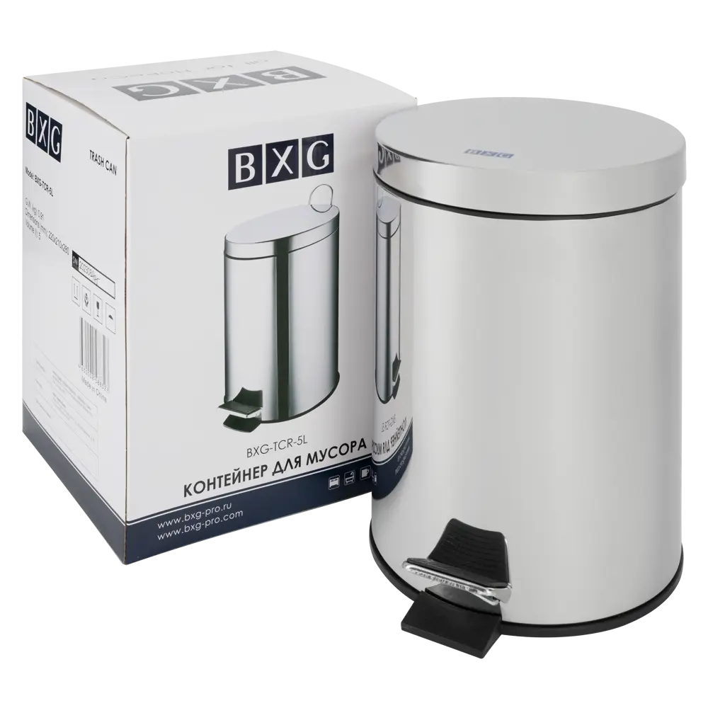 Контейнер для мусора BXG TCR- 5L, 5 л, сталь, цвет глянцевый хром STLM-2184263 - Вид №4