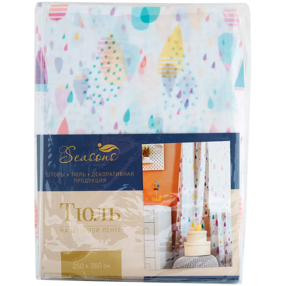 Тюль на ленте Капли 250х260 см полиэстер геометрия 82241697 STLM-2153541 SEASONS  - Вид №6
