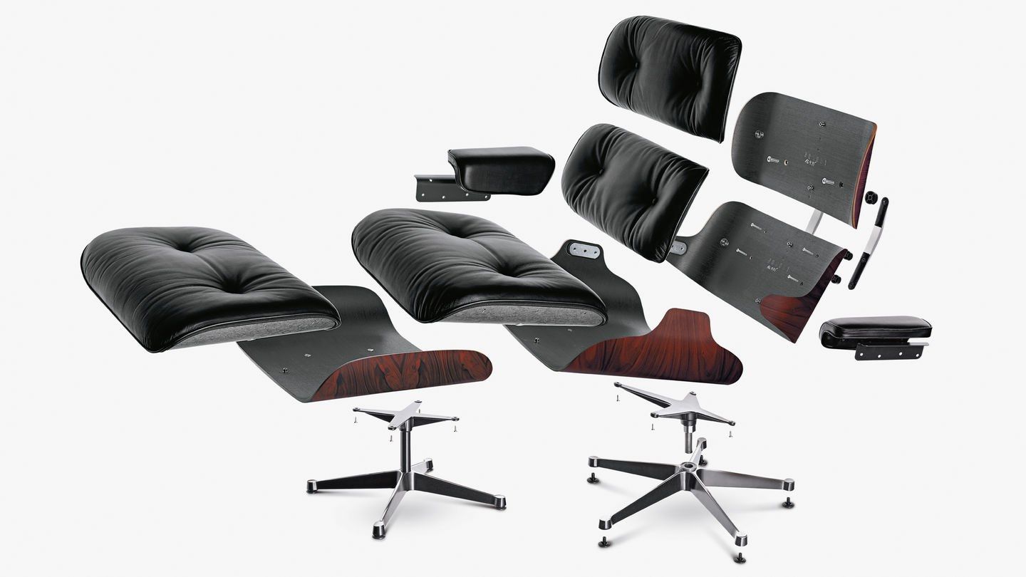 Кожаное вращающееся кресло с подлокотниками VITRA Eames Lounge Chair ARCH-00109556 - Вид №4