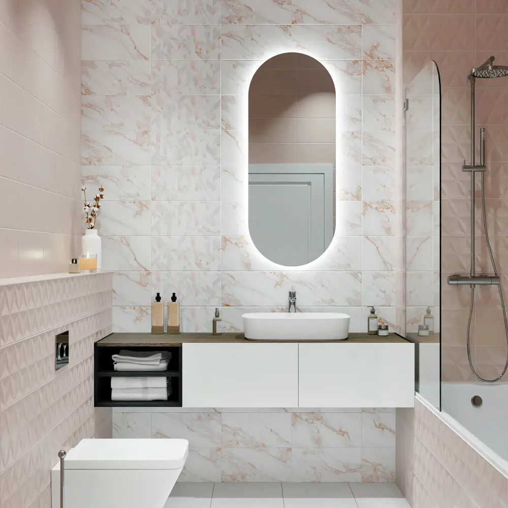 Плитка настенная Mersey Mono A0554C14102 20x40 см 1.6 м² матовая цвет розовый Santreyd STLM-2158016 - Вид №6