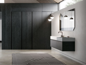 Подвесной туалетный столик с выдвижными ящиками и зеркалом