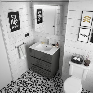 26560 SALGAR Мебель для умывальника FUSSION LINE 700 3 ящика GLOSS GREY 697 x 868 x 450 мм Глянцевый серый