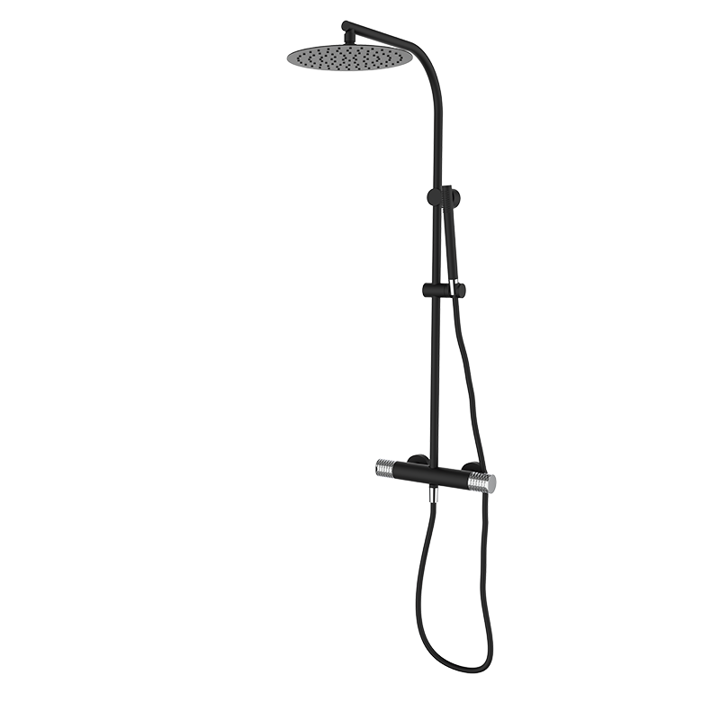 75425752XL PREMIUM Черный душ термостатический с колонкой Черный-Хром GRB MIXERS 