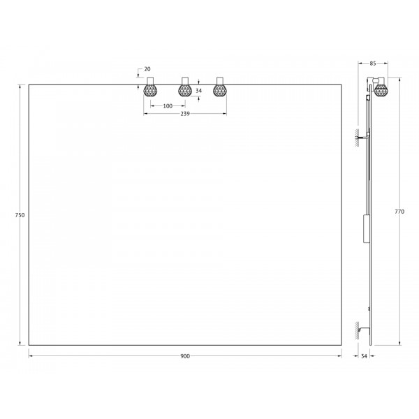 Зеркало со светильниками (90х75 см) ELLUX (Чехия) CRY-B3 0212 sun-id-561528 - Вид №2