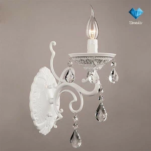 Бра металлическое с хрустальными подвесками белое Bogates 701/1 BOGATES СВЕЧА 00-3927981 Белый
