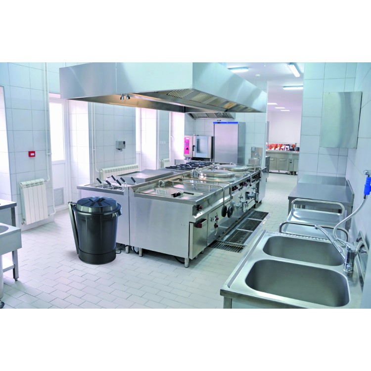 232009 DENOX Бак черный с крышкой с педалью 70 л. Черный  - Вид №2