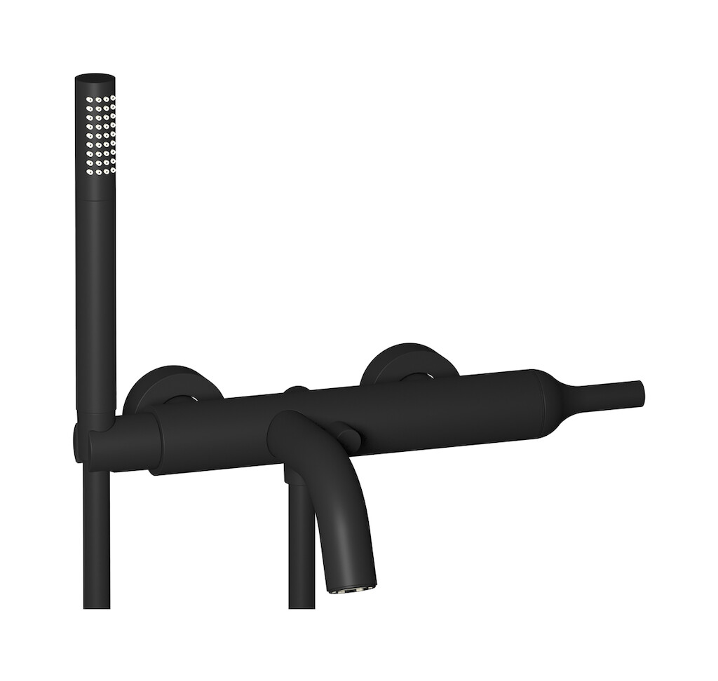 Настенный смеситель для ванной в комплекте с душевым гарнитуром WE ARE IB bi250np Matt Black Batlo