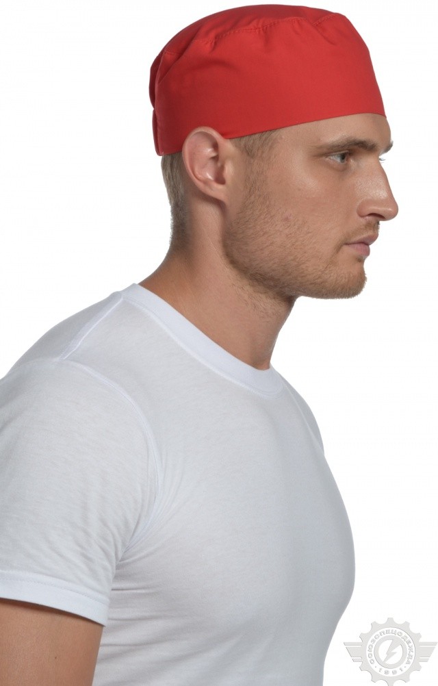 61168 Головной убор "Таблетка" ткань "Тиси" красная  Одежда для поваров  размер 59-60 Спецодежда  - Вид №3