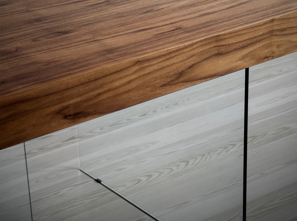 Обеденный стол прямоугольный деревянный с ножками из стекла CP1712-D Nogal от Angel Cerda ANGEL CERDA  00-3865651 Орех;коричневый;прозрачный  - Вид №4