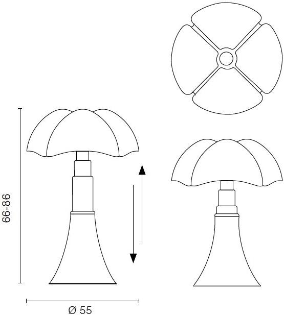 Martinelli Luce Настольная лампа из стали и абажур из метакрилата Pipistrello 620 - Вид №12