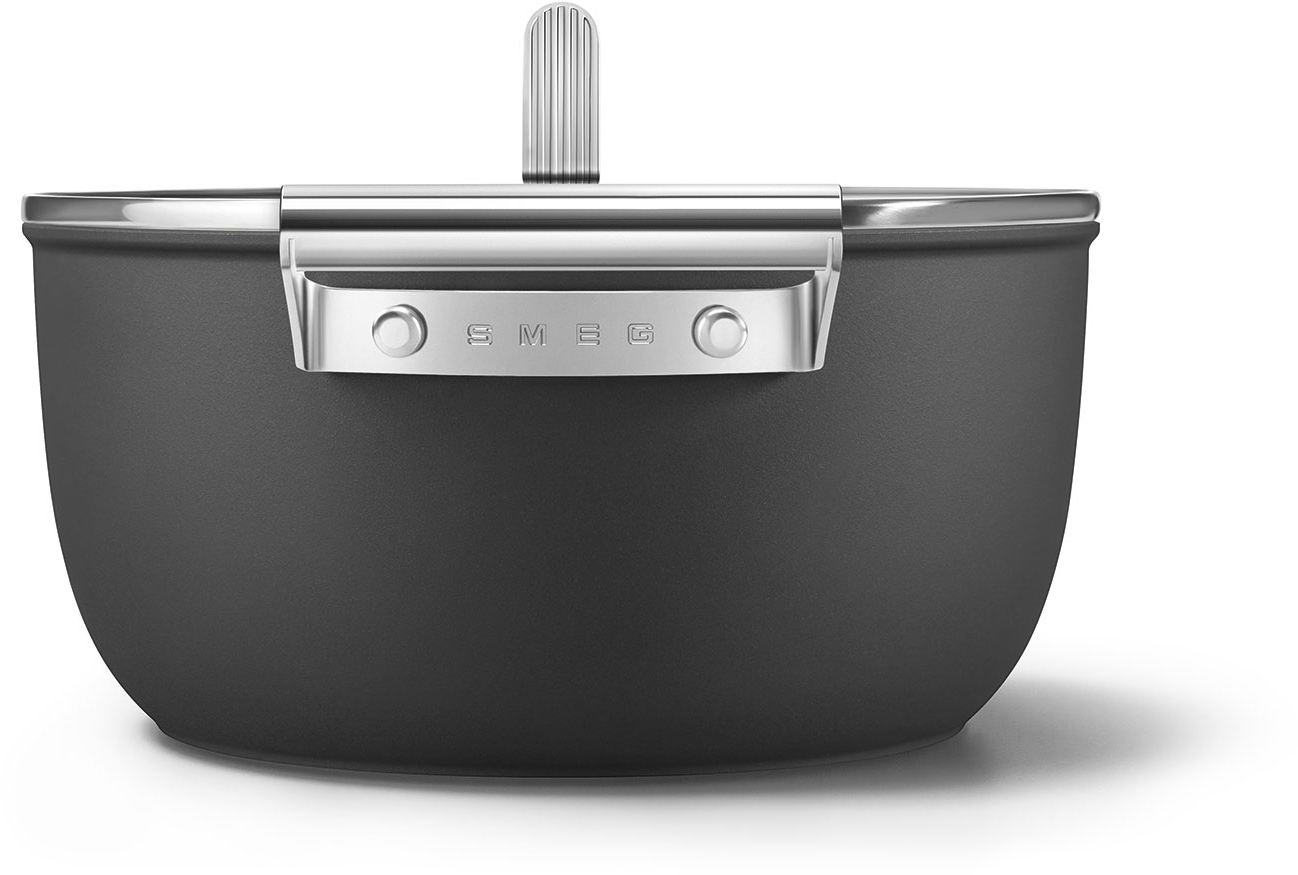 CKFC2411BLM Посуда / кастрюля с двумя ручками и крышкой 24 см, чёрная SMEG  - Вид №5