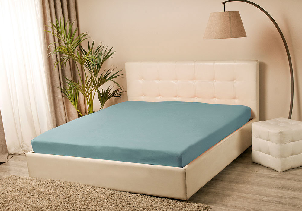 93836659 Простыня KPM-140/голубая_ель, 140х200 см, трикотаж Violett STLM-0584227 KUPU-KUPU