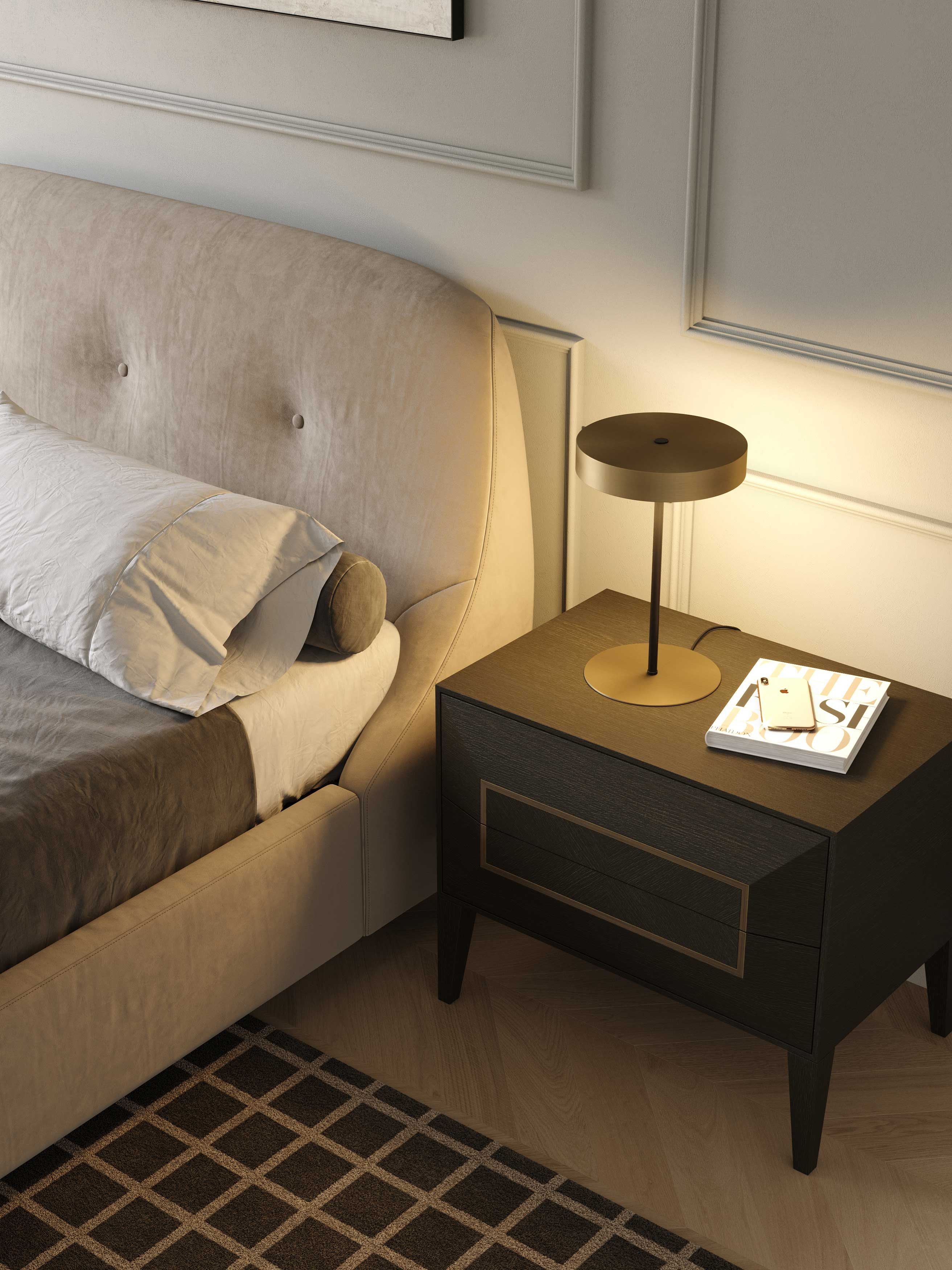 Двуспальная кровать из микрофибры с мягким изголовьем Stylish Club Voilier ARCH-00082588 - Вид №7