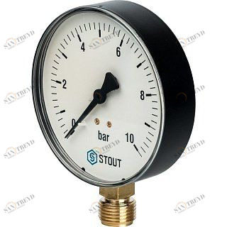 Манометр радиальный 100 мм 1/2" 10 бар STOUT SIM0010101015
