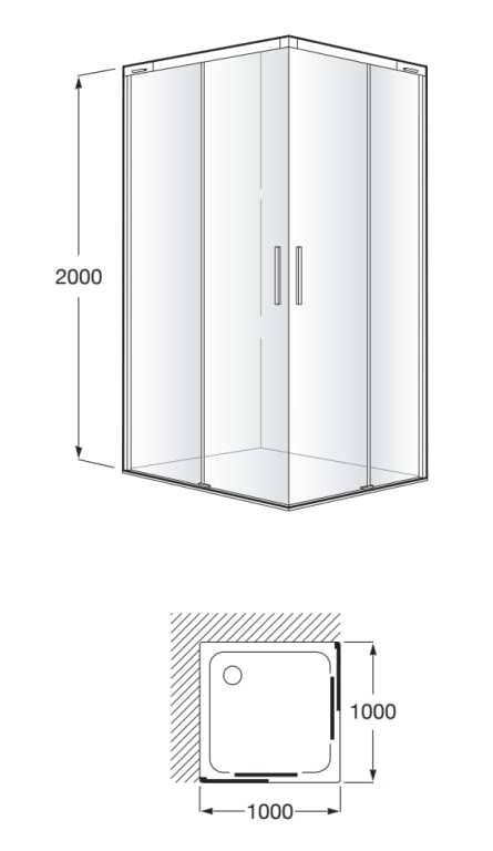 Угловая душевая кабина с раздвижной дверью Roca L2 M2832BC7 / M2833E87 ARCH-00045549 - Вид №3