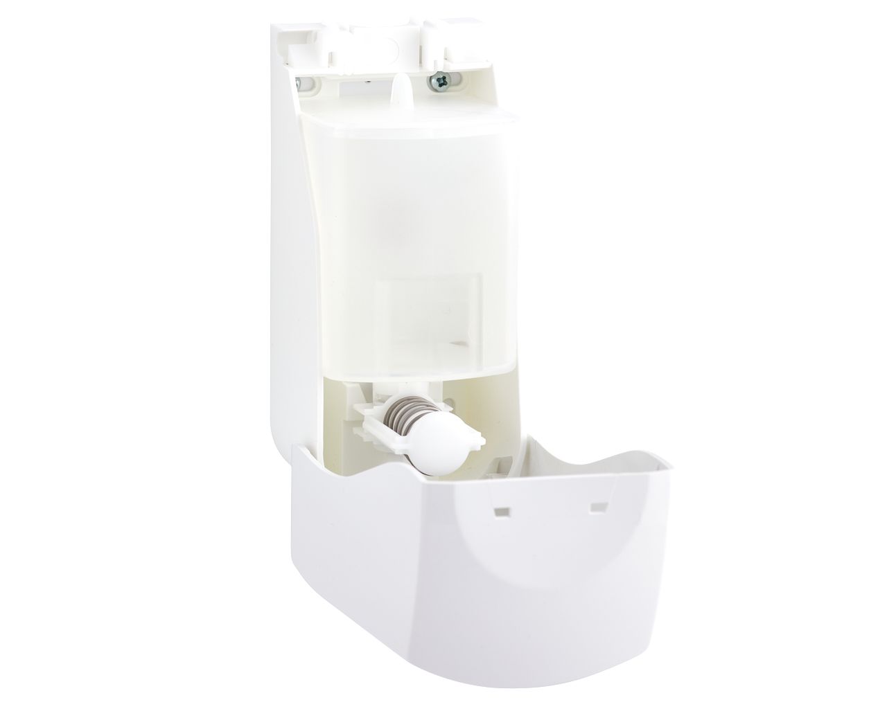 DTN102 Дозатор для жидкого мыла TOP MINI, емкость бака 400 мл, пластик АБС, белый, синее окошко Merida  - Вид №2