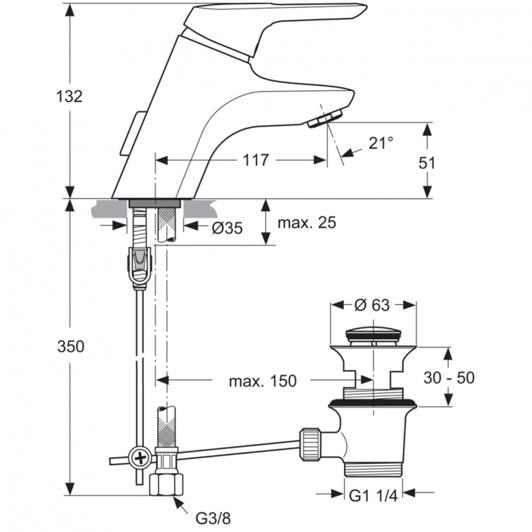 A5651AA Смеситель для раковины Ideal Standard CERAMIX BLUE - Вид №1