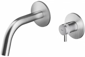 MGS Смеситель для умывальника настенный из нержавеющей стали на 2 отверстия Ergon