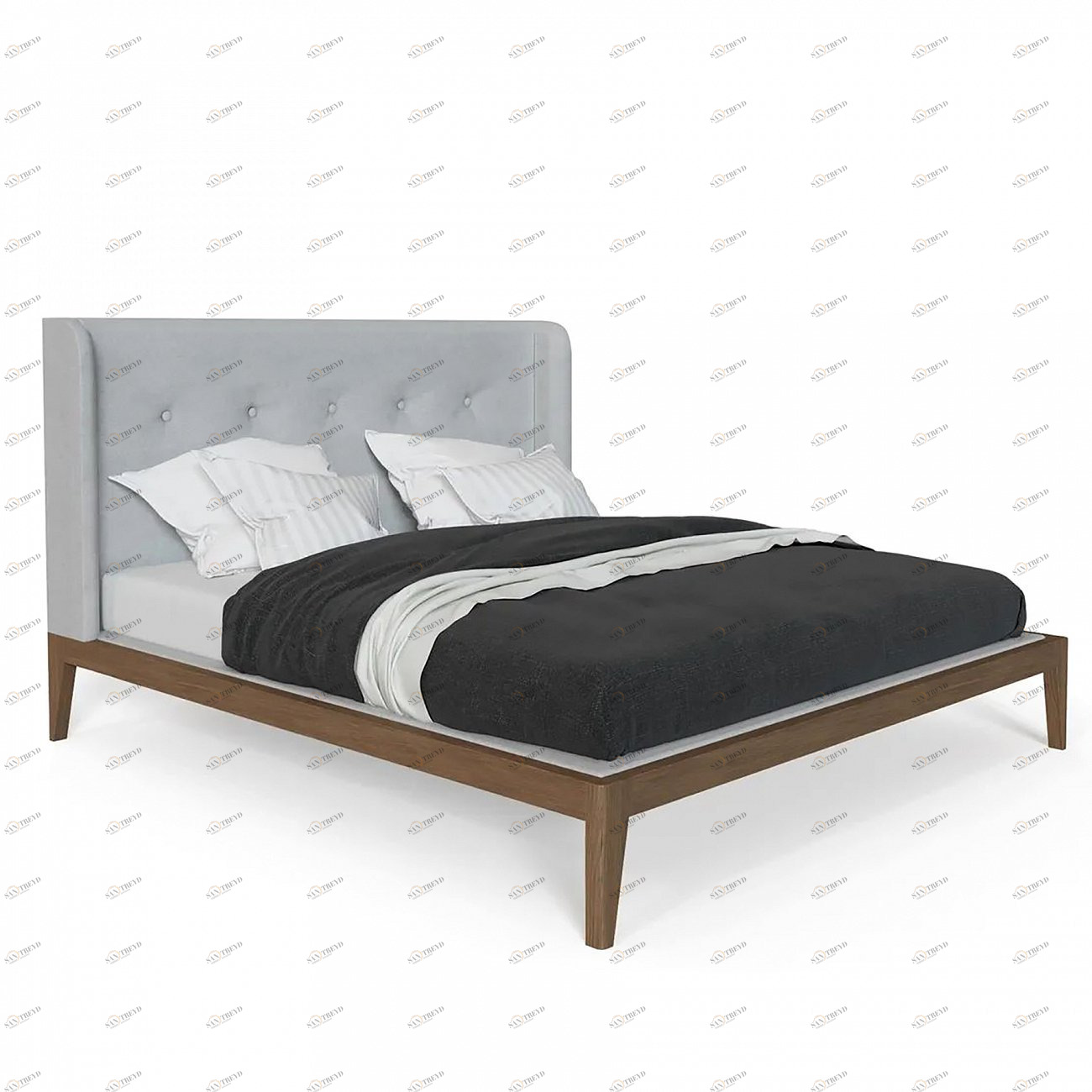 Кровать двуспальная 180x200 светло-серая Fly soft new BRAGIN DESIGN ДИЗАЙНЕРСКИЕ 256422 Коричневый;серый 