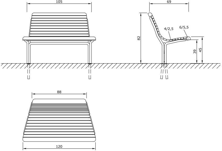 Euroform W Модульная деревянная скамья со спинкой Contour 327, 328, 329, 330 - Вид №11
