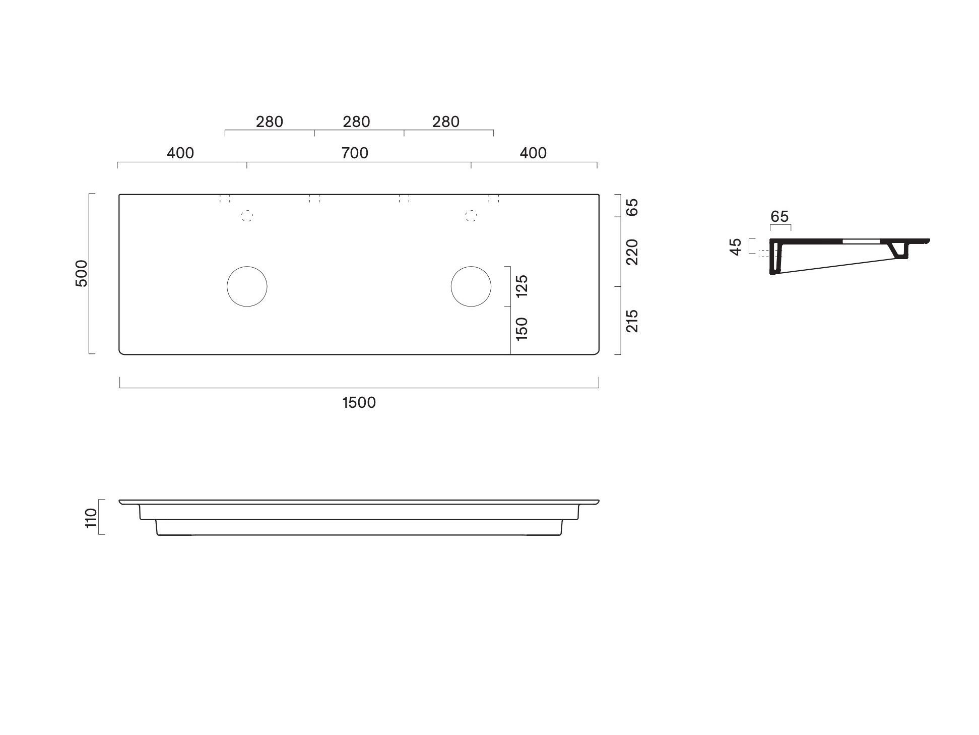 Керамическая двойная столешница CERAMICA CATALANO CERAMIC TOP 150x50 ARCH-00066180 - Вид №5