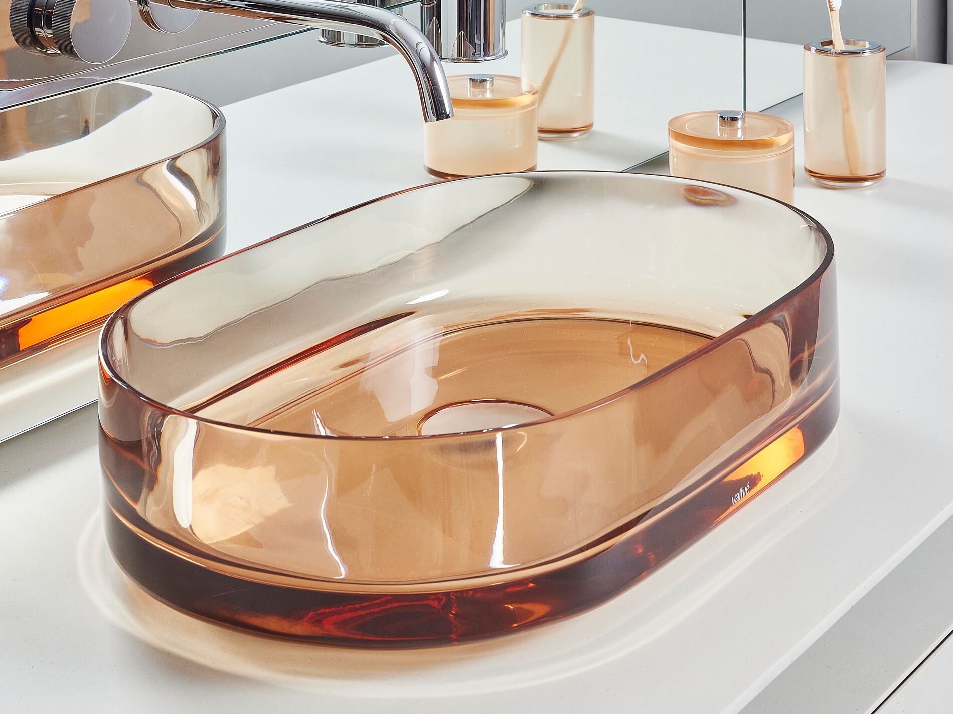 Овальный умывальник из смолы Vallvé SLIM BORDER ARCH-00081857