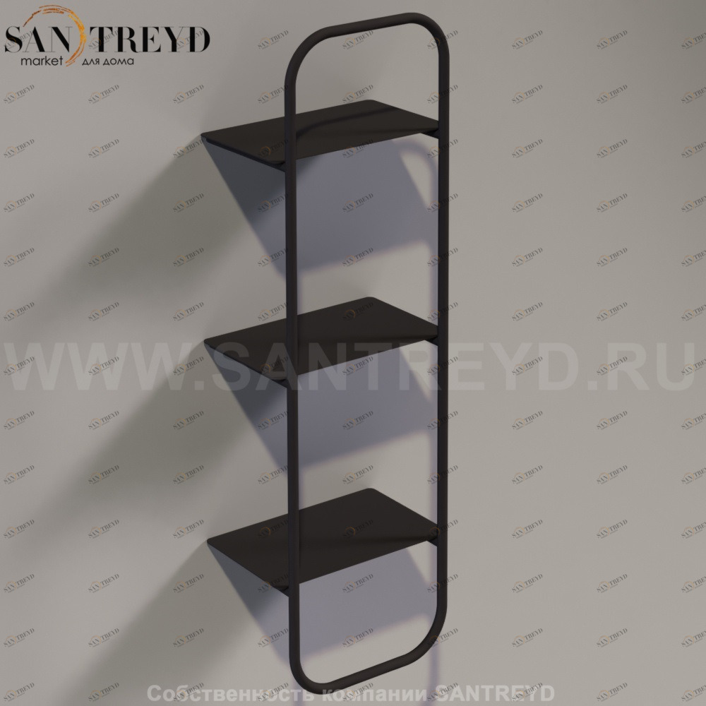 Подвесная прямоугольная колонна WAVE с полками черная Simas WASS06NEROMATT