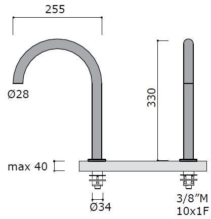 MINA Смеситель для умывальника, однорычажный, на 2 отверстия, нержавеющая сталь Giotto sun-id-1399384 - Вид №1