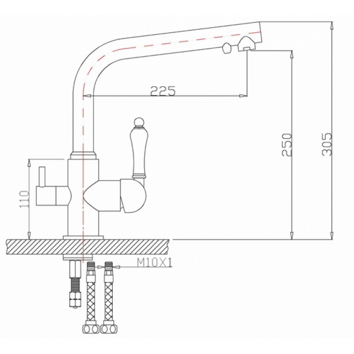 Zorg ZR 313 YF-33 кварц Смеситель для кухни Zorg 305х225 мм  - Вид №2