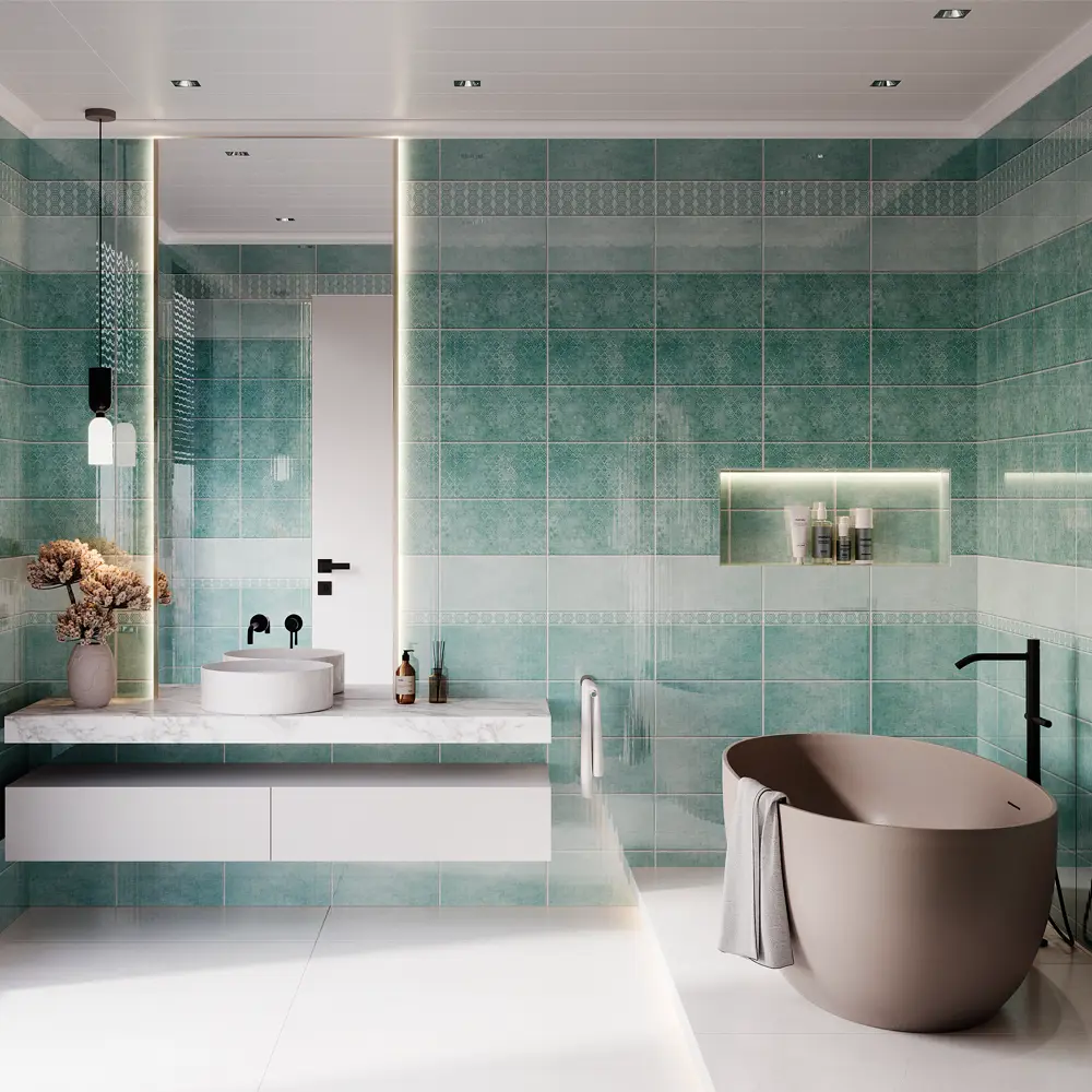 VENTA Панель ПВХ Мистик зеленый с геометрическим рисунком для влажных помещений 89414172 STLM-1571574 - Вид №2