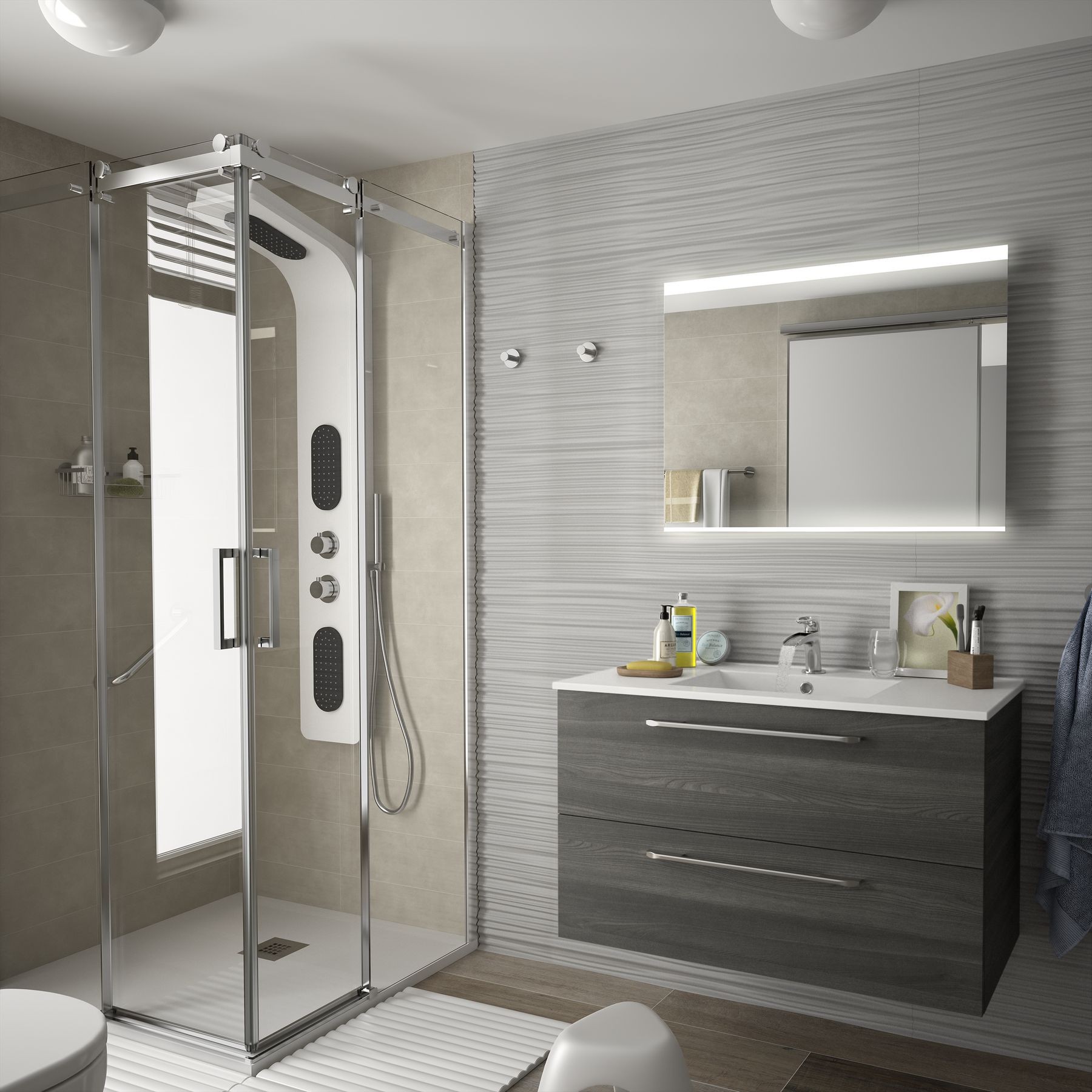 23302 SALGAR Мебель для умывальника FUSSION CHROME 900 2 ящика ALSACIA 897 x 540 x 450 мм Эльзасия
