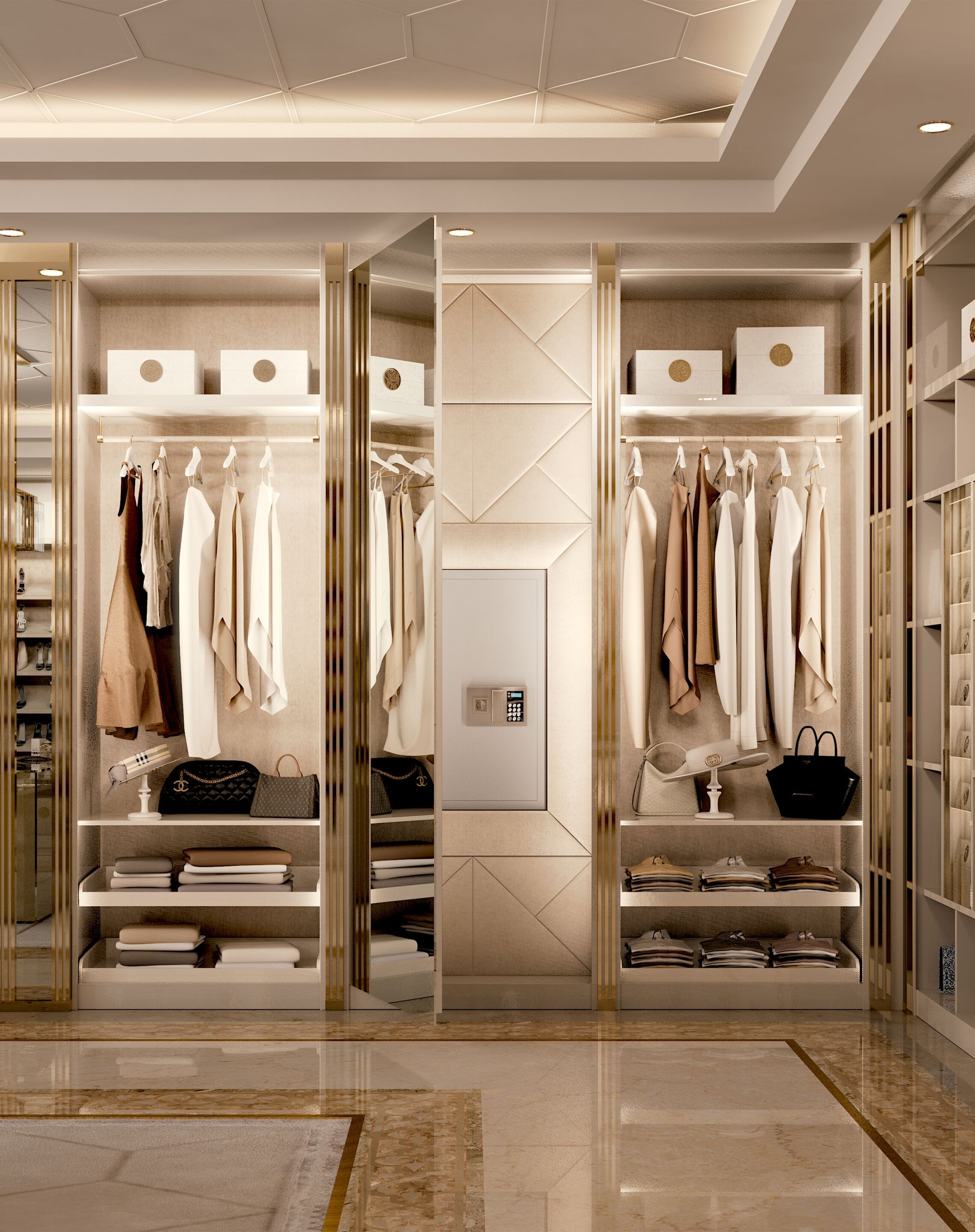 Модульная деревянная и стеклянная гардеробная со встроенным освещением Bizzotto Italia Symphony-Infinity ARCH-00037472 - Вид №9