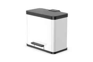 16489878 Мусорный контейнер Oko duo Plus L 17+9 л, сталь, белый, 0630-230 Hailo