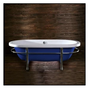 Ванна напольная отдельностоящая синяя с рамой-поручнем  Akcjum Olivia WR-10-C
