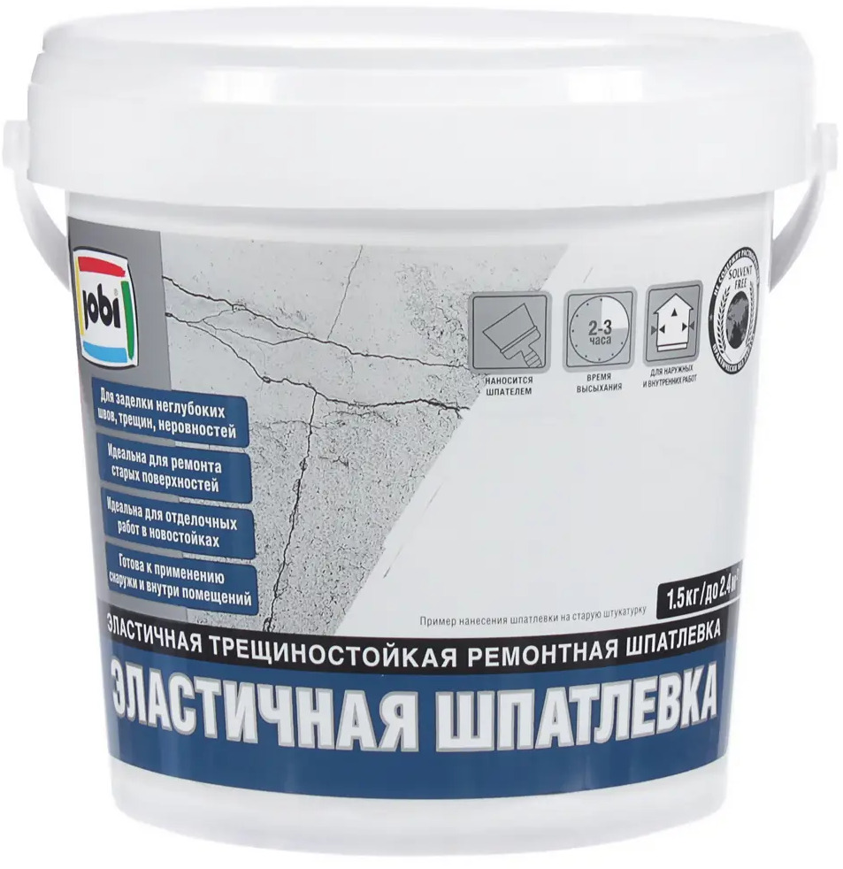 Эластичная шпатлевка Jobi для внутренних и наружных работ 1.5 кг 81950518