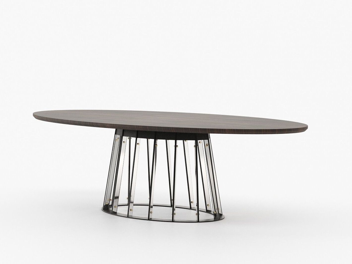 Овальный обеденный стол из нержавеющей стали и дерева Laskasas ANN ARCH-00109917 - Вид №3