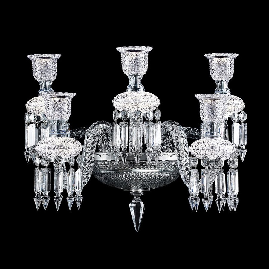 Подсвечник настенный стеклянный серебристый Baccarat 5 DELIGHT COLLECTION  00-3883360 Прозрачный;серебро  - Вид №1