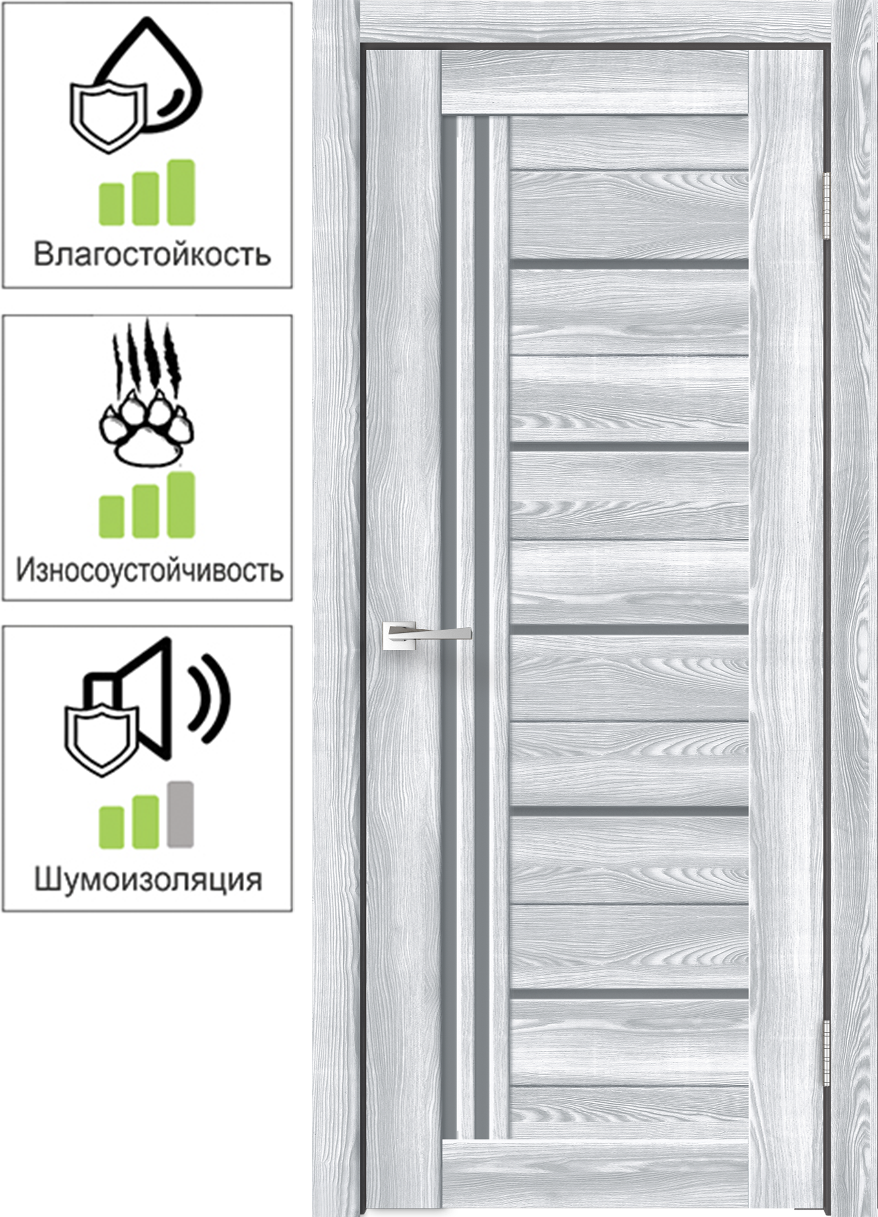 89160860 Дверь межкомнатная Новара остекленная вертикальная ПВХ ламинация цвет ривьера айс 70x200 см (с замком и петлями) STLM-0079277 VELLDORIS