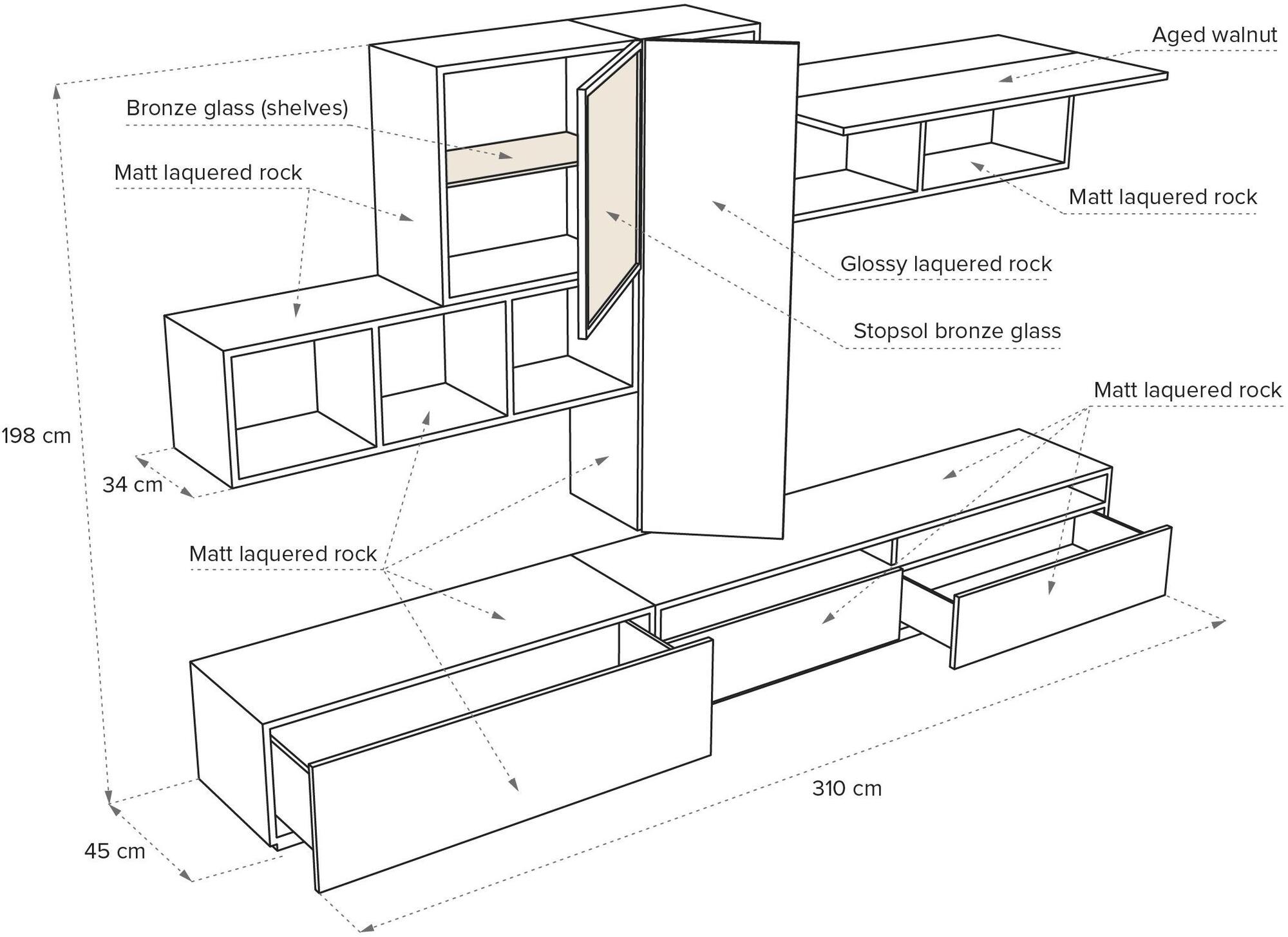 Natuzzi Модульная лакированная стенка для хранения sun-id-1395891 - Вид №8