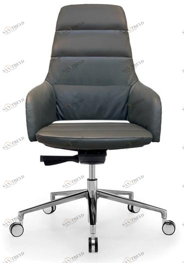 Sinetica Кожаное кресло руководителя с регулируемой высотой, 5 спицами и средней спинкой Captain sun-id-1464440